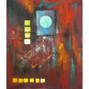 City Lights Abstract Canvas Oil Painting