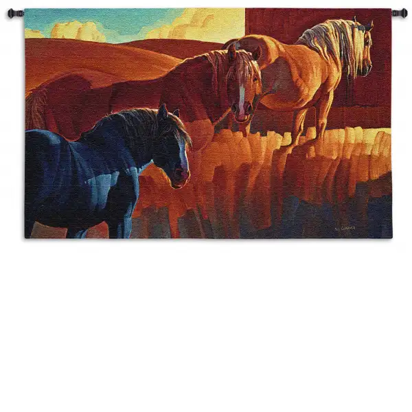 Charlotte Home Furnishing Inc. North America Tapestry - 53 in. x 32 in. | Primary Colors Horses