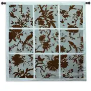 Floral Division Aqua and Brown Wall Tapestry