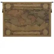 Antique Map Belgian Tapestry Wall Hanging