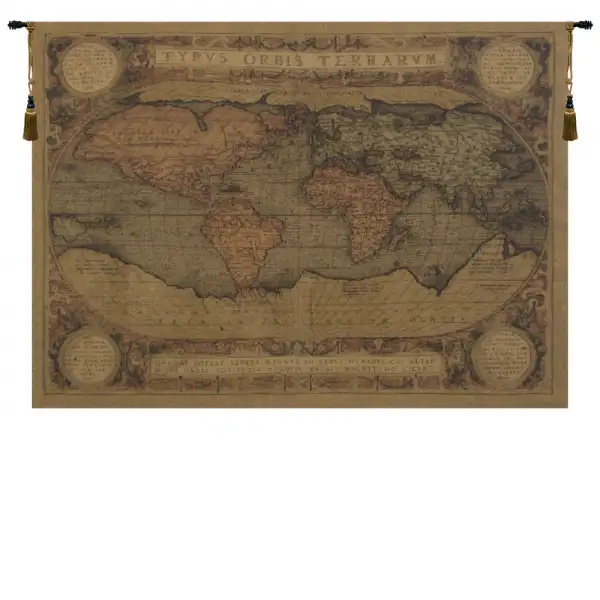 Charlotte Home Furnishing Inc. Belgium Tapestry - 54 in. x 36 in. Abraham Ortelius | Antique Map European Tapestry