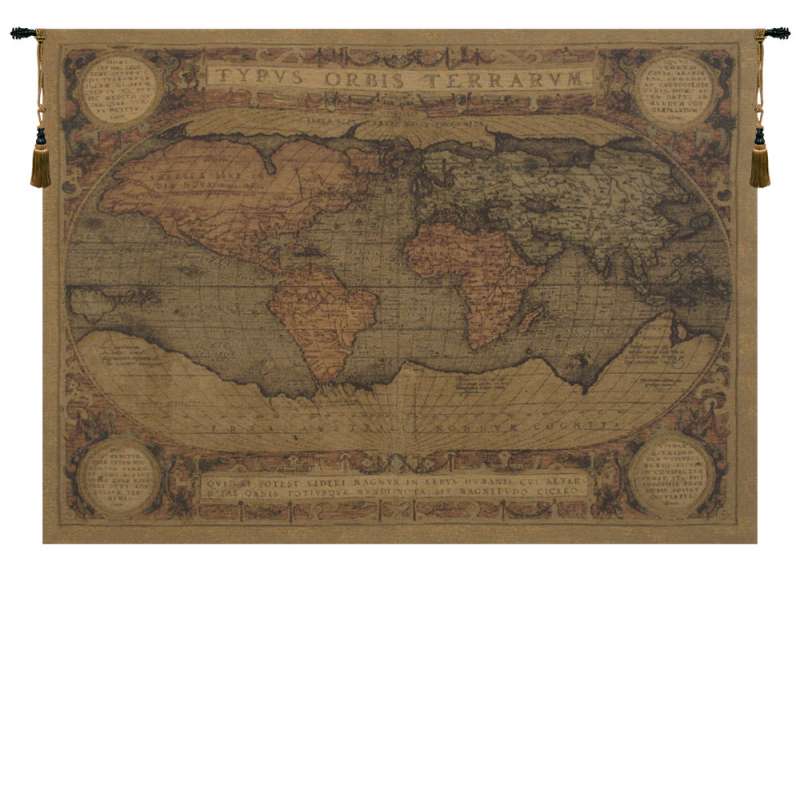Antique Map European Tapestry Wall Hanging
