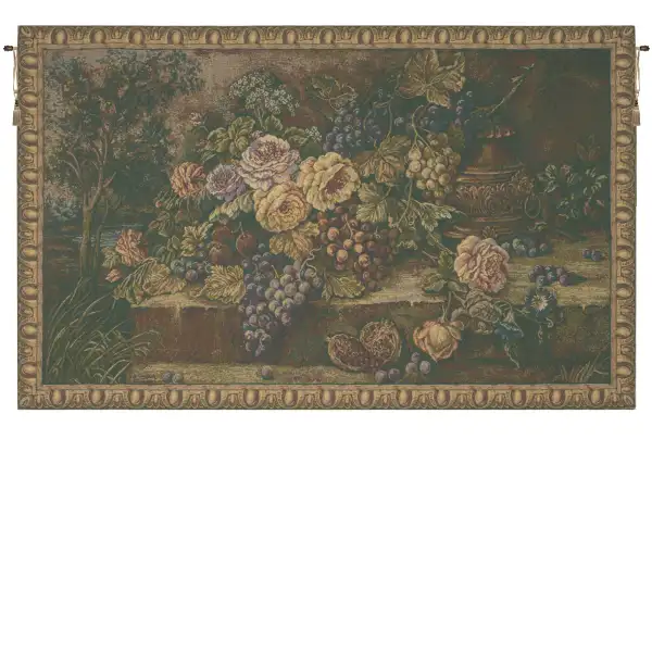 Bouquet with Grapes Green Italian Wall Tapestry