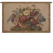 Flower Basket with Cream Chenille Background Italian Tapestry