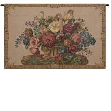 Flower Basket with Cream Chenille Background Italian Tapestry