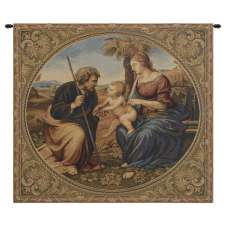 Sacred Family With Palm Italian Tapestry