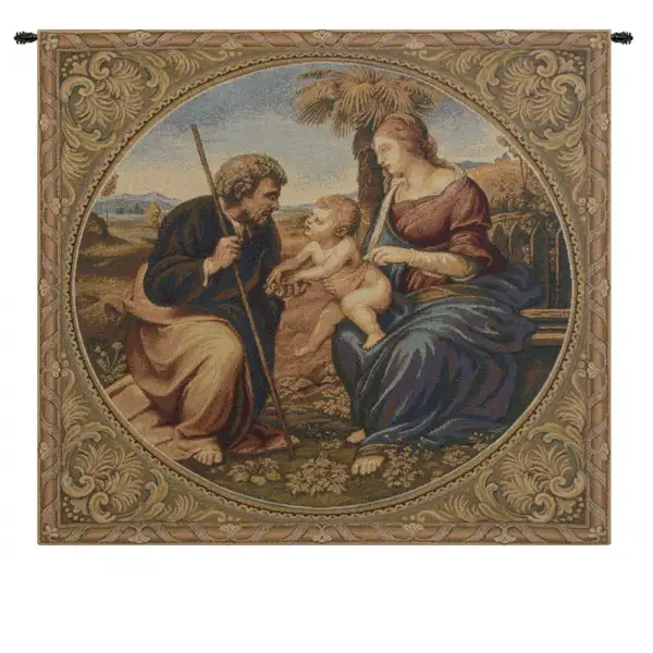 Sacred Family With Palm Italian Wall Tapestry