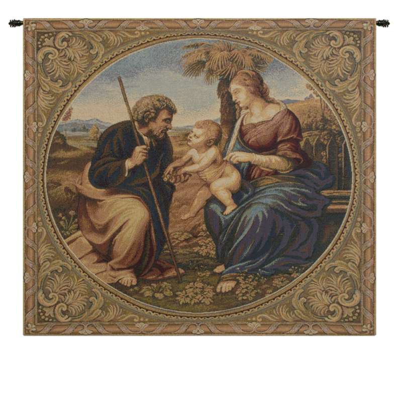 Sacred Family With Palm Italian Tapestry Wall Hanging