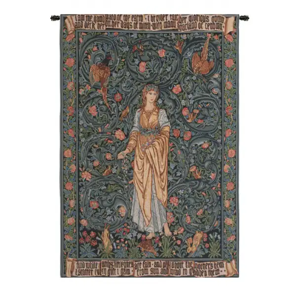 Charlotte Home Furnishing Inc. Belgium Tapestry - 28 in. x 43 in. Edward Burne Jones | Flora I European Tapestry