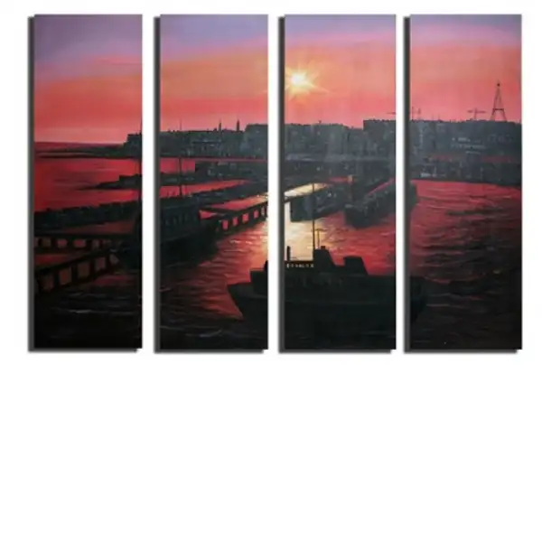 Sunset Seaport Canvas Wall Art