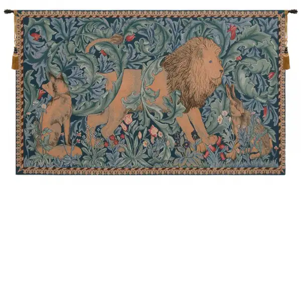 Charlotte Home Furnishing Inc. France Tapestry - 33 in. x 19 in. William Morris | Lion I French Wall Tapestry