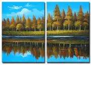 Lakeside Forest Canvas Wall Art