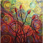 Psychedelic Tulips Canvas Art