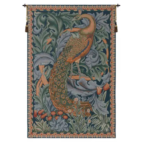 Charlotte Home Furnishing Inc. France Tapestry - 19 in. x 29 in. William Morris | Peacock French Wall Tapestry