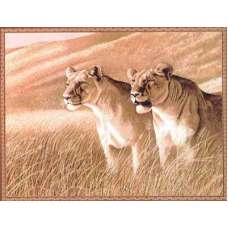 Lions European Tapestry Wall Hanging