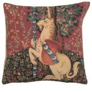 Unicorn Sitting Belgian Cushion Cover - 18 in. x 18 in. Cotton by Charlotte Home Furnishings
