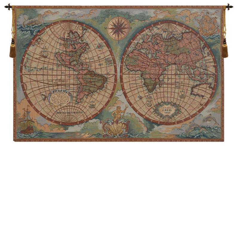 Antique Map I Small Italian Tapestry Wall Hanging