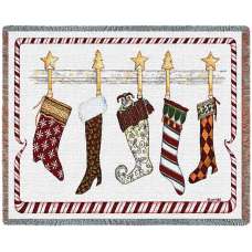 And the Stockings Were Hung Tapestry Throw