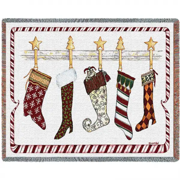 And the Stockings Were Hung Afghan Decorative Throw