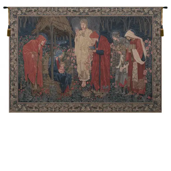 Charlotte Home Furnishing Inc. Belgium Tapestry - 78 in. x 57 in. Edward Burne Jones | The Adoration of the Magi European Tapestry