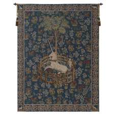Licorne Captive Blue European Tapestry Wall hanging