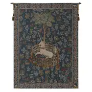 Licorne Captive Blue French Wall Tapestry