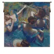 Blue Dancers Belgian Tapestry Wall Hanging - 24 in. x 24 in. Cotton/Viscose/Polyester by Edgar Degas