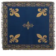Fleur de Lys Blue Belgian Throw