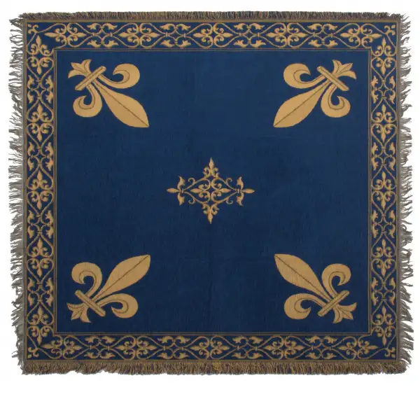 Fleur de Lys Blue Belgian Tapestry Throw