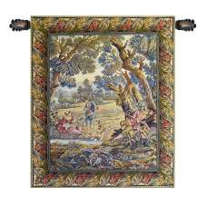 Hunters Resting Vertical Italian Tapestry Wall Hanging