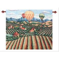 Vineyard View Morning Mist Fine Art Tapestry