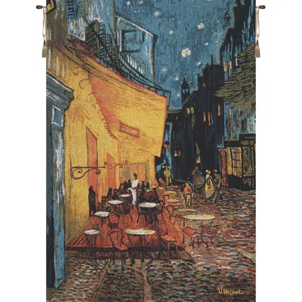 Cafe Terrace at Night by Van Gogh Belgian Tapestry Wall Hanging