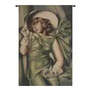 Girl In The Green Dress Belgian Tapestry Wall Hanging