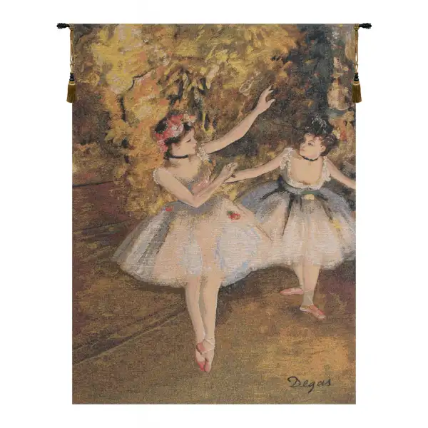 Two Dancers On Stage by Degas Belgian Wall Tapestry