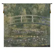 Bridge At Giverny By Monet Belgian Tapestry Wall Hanging - 39 in. x 39 in. Cotton by Claude Monet