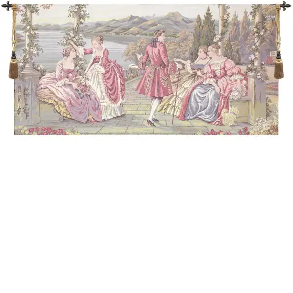 Charlotte Home Furnishing Inc. Italy Tapestry - 43 in. x 24 in. | Ladies at Lake Como Italian Wall Tapestry