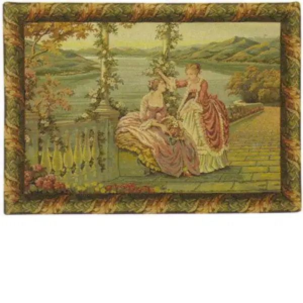Ladies at Lake Como Lake  Italian Wall Tapestry