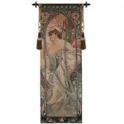 Mucha Soir Belgian Tapestry Wall Hanging - 28 in. x 76 in. Cotton/Viscose/Polyester by Alphonse Mucha