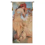 Summer Mucha Belgian Tapestry Wall Hanging - 24 in. x 50 in. CottonWool by Alphonse Mucha