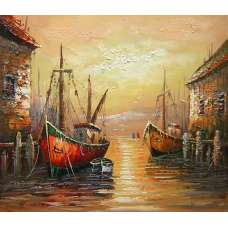 Harbor Sunset Canvas Wall Art