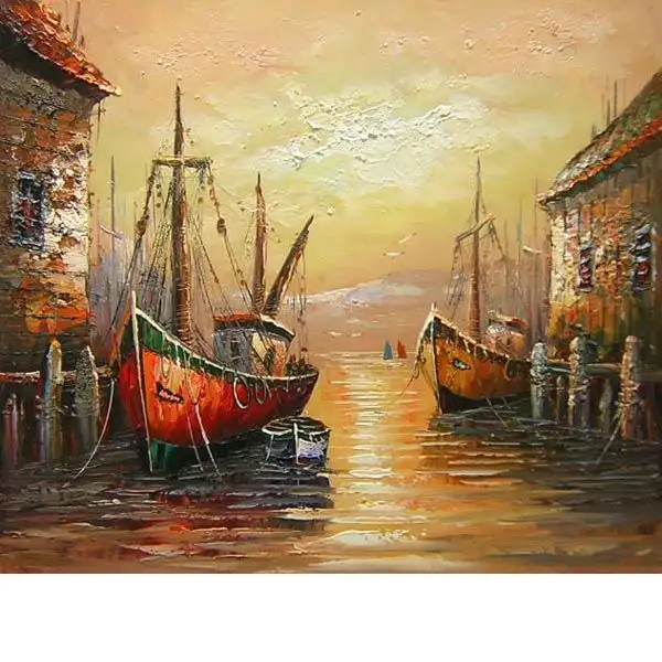 Harbor Sunset Canvas Oil Painting