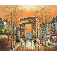 Square Canvas Painting Arc de Triomphe - Autumnal