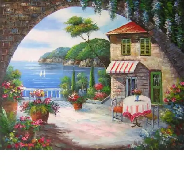 Seaside Cafe Canvas Oil Painting