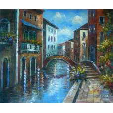 Arched Bridge Over Canal I Canvas Wall Art