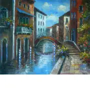 Arched Bridge over Canal Canvas Oil Painting