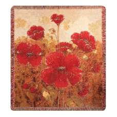 Garden Red Poppies Tapestry Throw