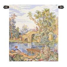 Fishing at the Lake Italian Tapestry Wall Hanging