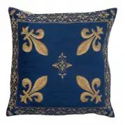Fleur De Lys Blue III Belgian Cushion Cover - 18 in. x 18 in. SoftCottonChenille by Charlotte Home Furnishings