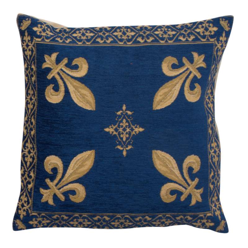 Fleur de Lys Blue III European Cushion Cover