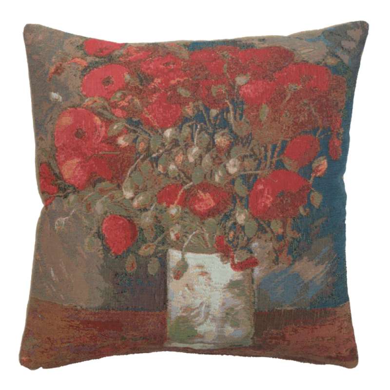 Van Gogh Poppies Decorative Tapestry Pillow